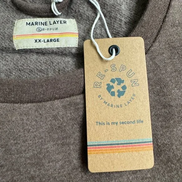 marine layer corbet sunset striped jordan crew sweatshirt XXL chocolate antique - Picture 9 of 9